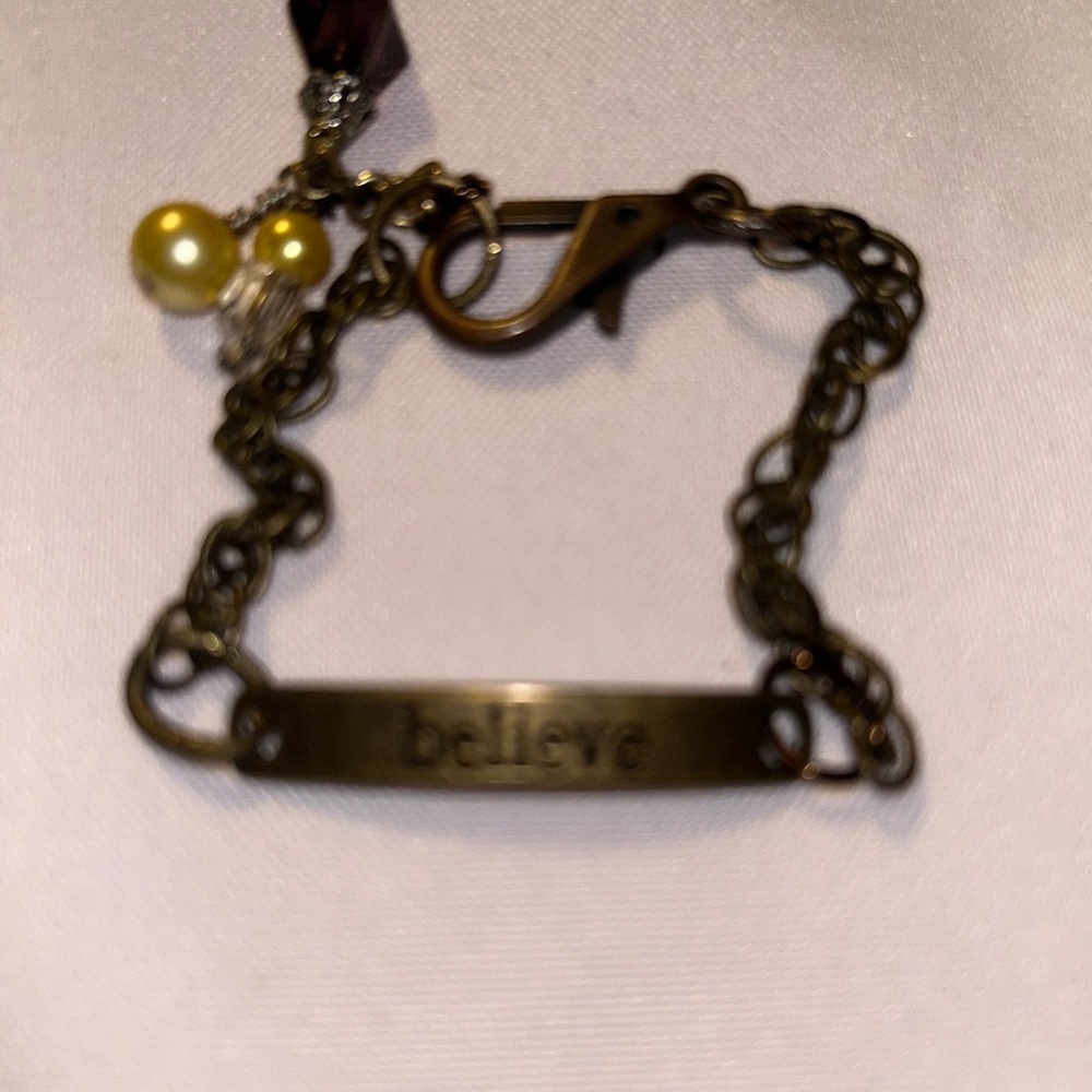 Inspiration “ BELIEVE “ Bracelet with Gold and Bronze Accents